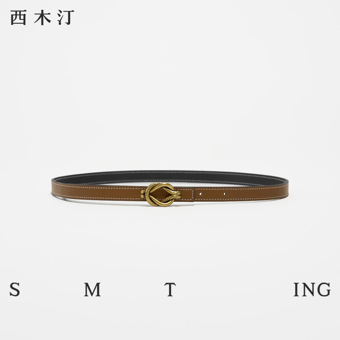 西木汀 双面头层牛皮腰带女时尚个性百搭高级感原创装饰皮带女