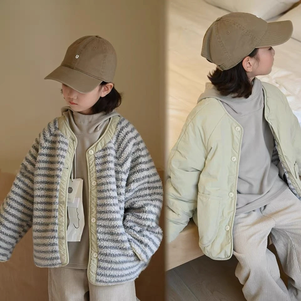 女童两面穿外套秋冬款2025新款女大童潮牌外衣儿童冬装超好看上衣