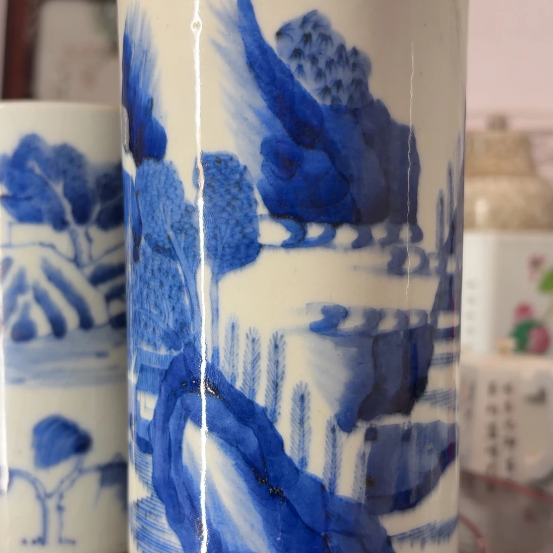 摆件自****8摆件好看青花笔筒