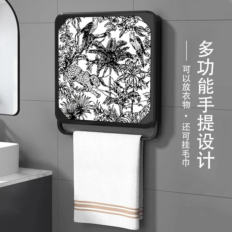 浴室壁画收纳箱洗澡放衣服神器卫生间小壁柜厕所防水盒折叠置物架