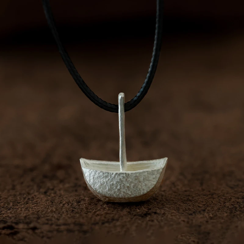 吊坠足银 原创《不系之舟》纯银项链男女小众高级感一帆风顺吊坠