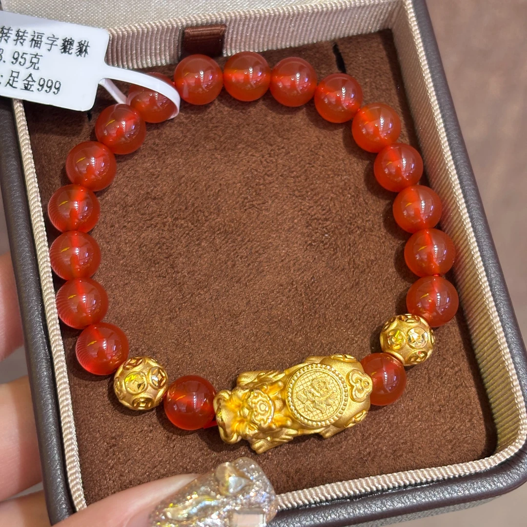 【伟新源】足金999 硬金精品 转转福貔貅手串5.5克（卡8mm）