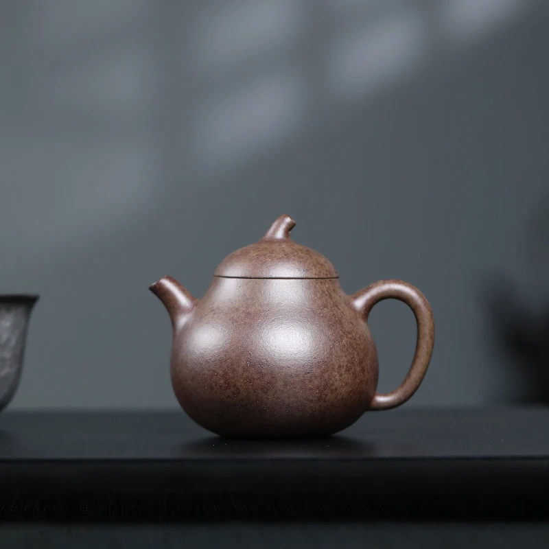 大吉羊柴烧 宜兴紫砂壶手工茶壶 原矿本山绿泥茄段170ml庄泽明