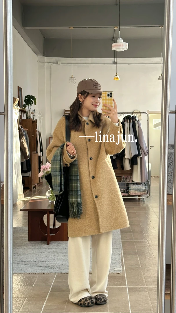 12.10秋冬新款韩系高品质气质翻领气质苏力羊驼中长款大衣