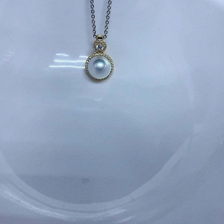 银S925镶嵌吊坠(不含链)淡水珍珠9-10mm