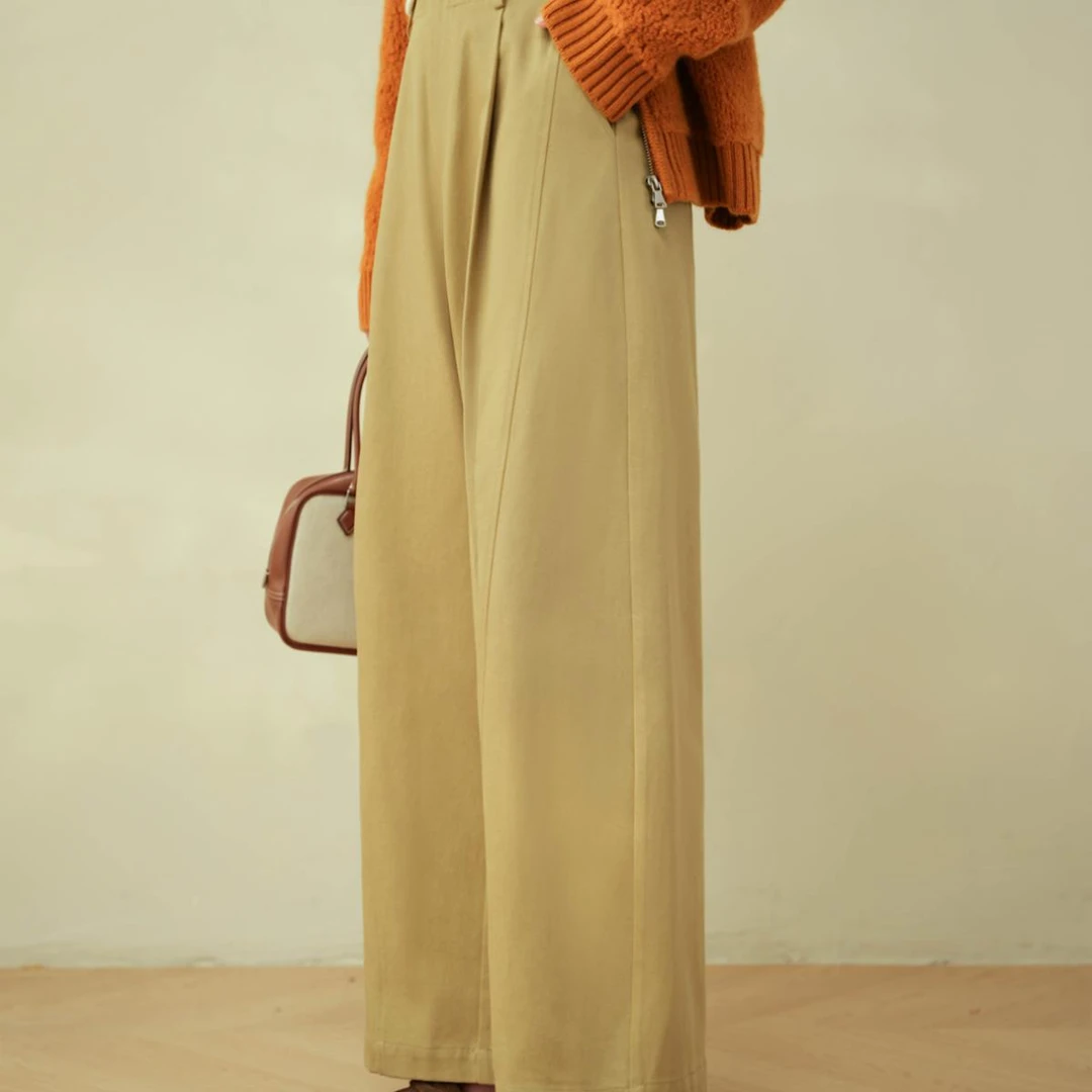 60042【设计款订单】梨型莱赛尔混纺秋款连腰立体阔腿西裤