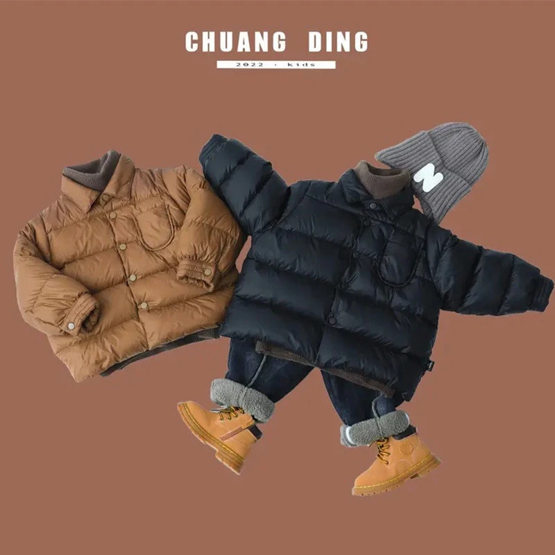 2025冬季儿童衬衫领羽绒服宝宝轻薄外穿衣服男女童秋冬季内胆加厚