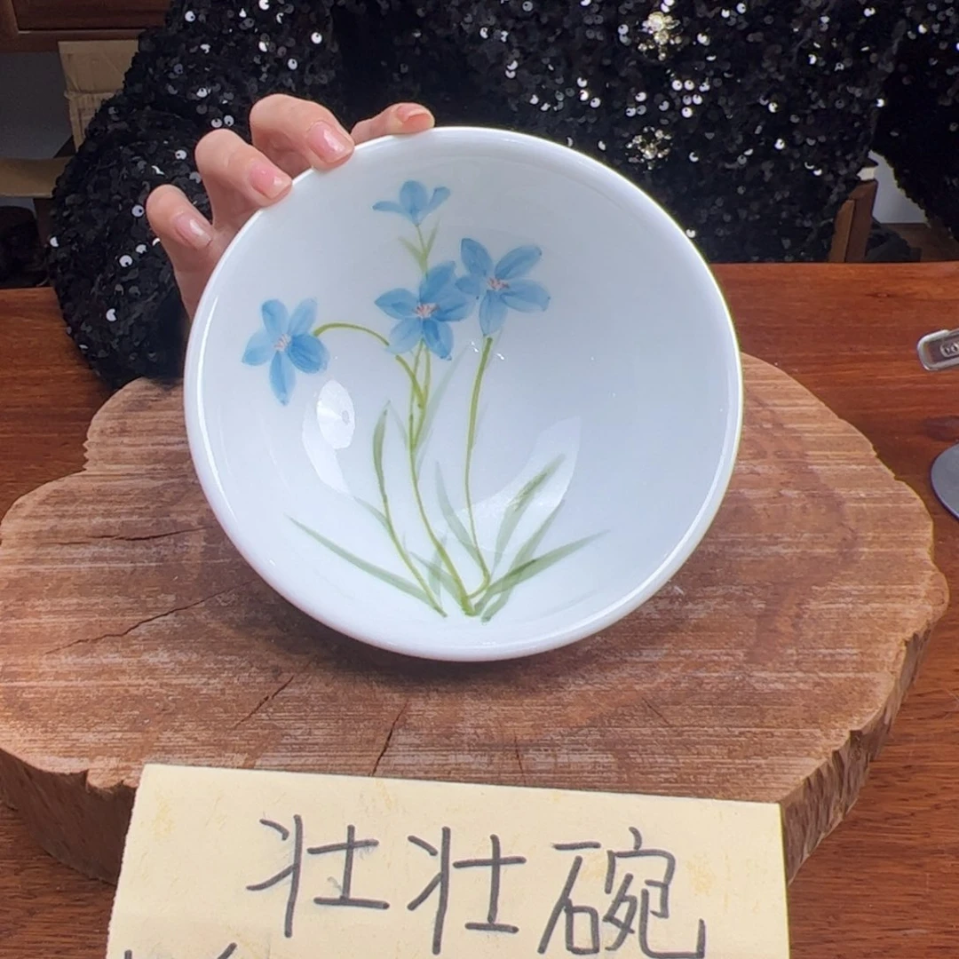 瓷片高温釉中彩手绘壮壮碗