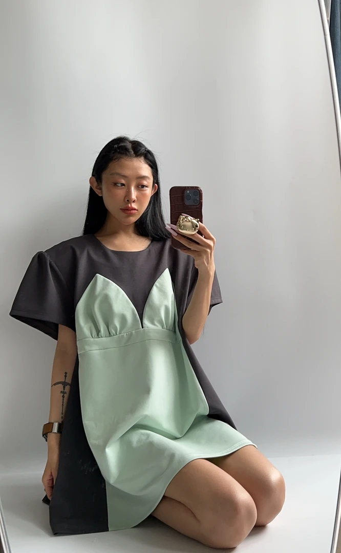 VIVISPLENDID20655#（定制款NO退NO换）薄荷色运动A版遮肉裙