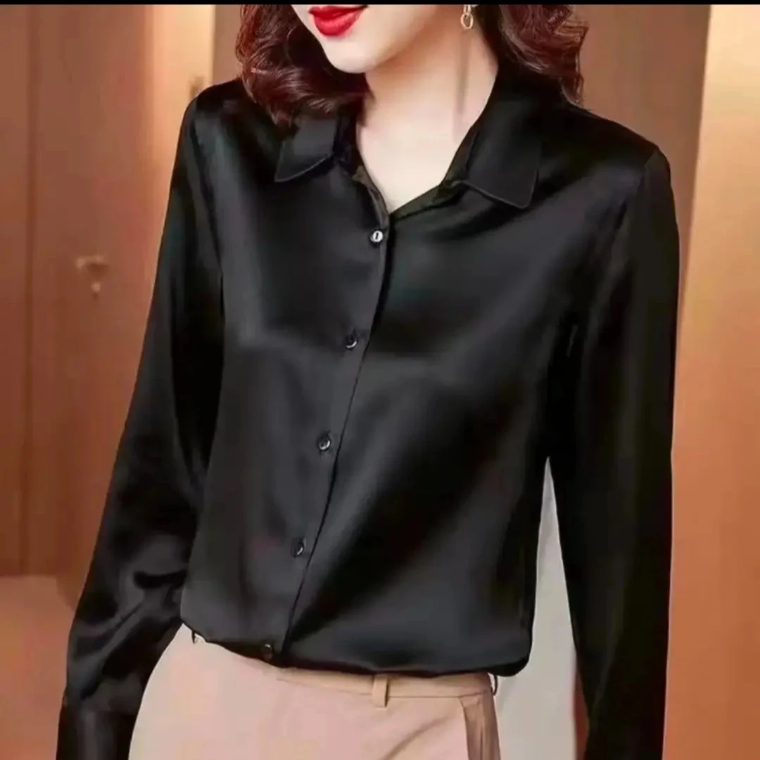 新款衬衫衬衣女款时尚洋气百搭华尔缎气质轻奢小众设计感纯色高级