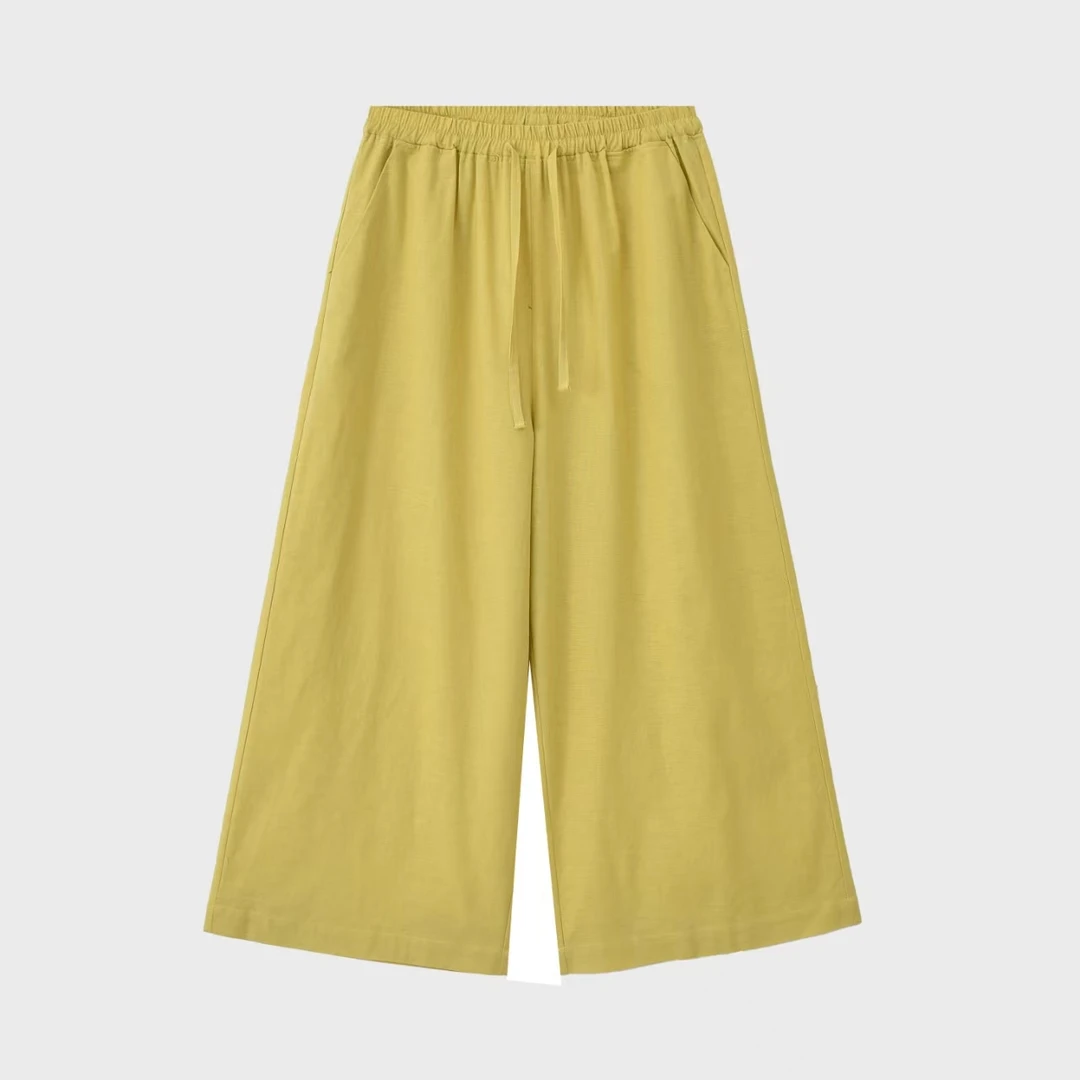 【2025】夏季新款休闲百搭亚麻九分阔腿裤 8240511