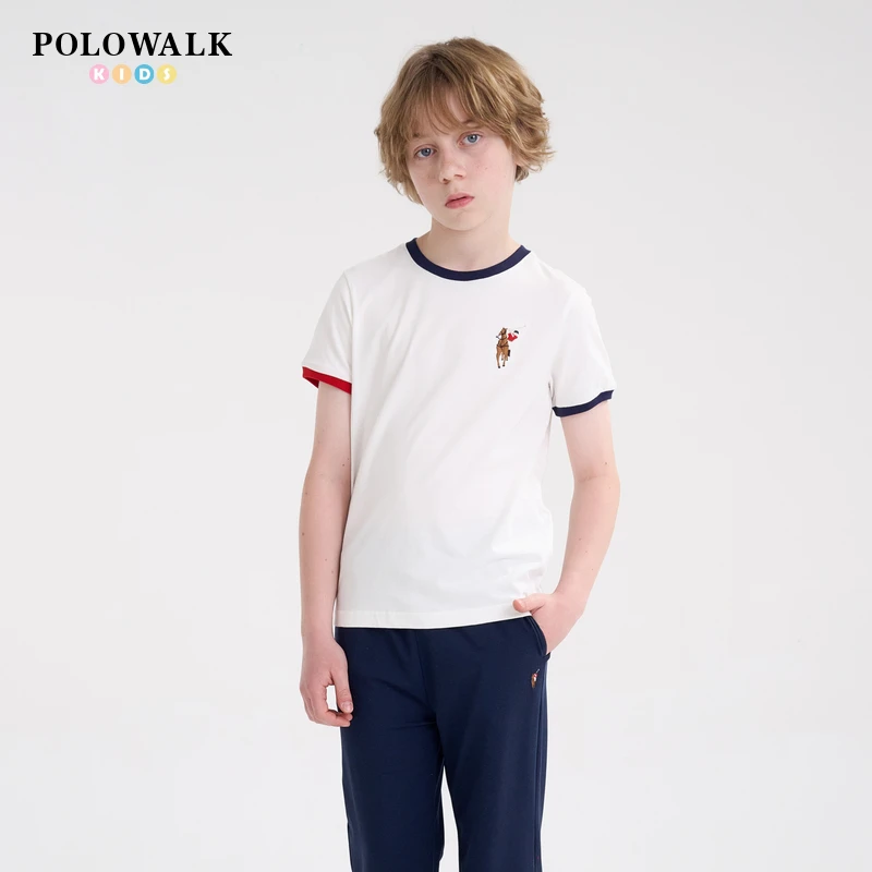 POLOWALK童装新品秋冬短袖圆领T恤B44W422F1151