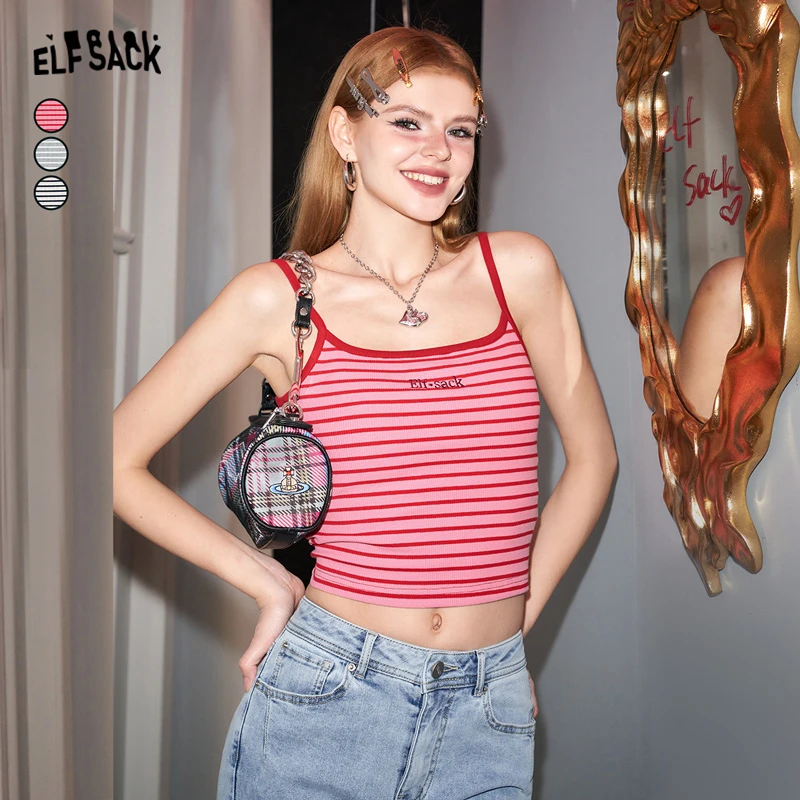 妖精的口袋 穿越马里布 条纹针织吊带背心女2024年春季新内搭甜辣