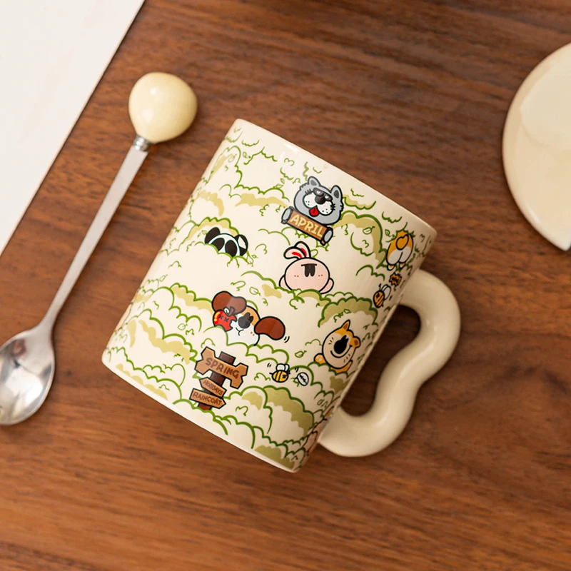 韩国小狗马克杯卡通可爱陶瓷水杯家用早餐杯情侣喝水杯学生牛奶杯