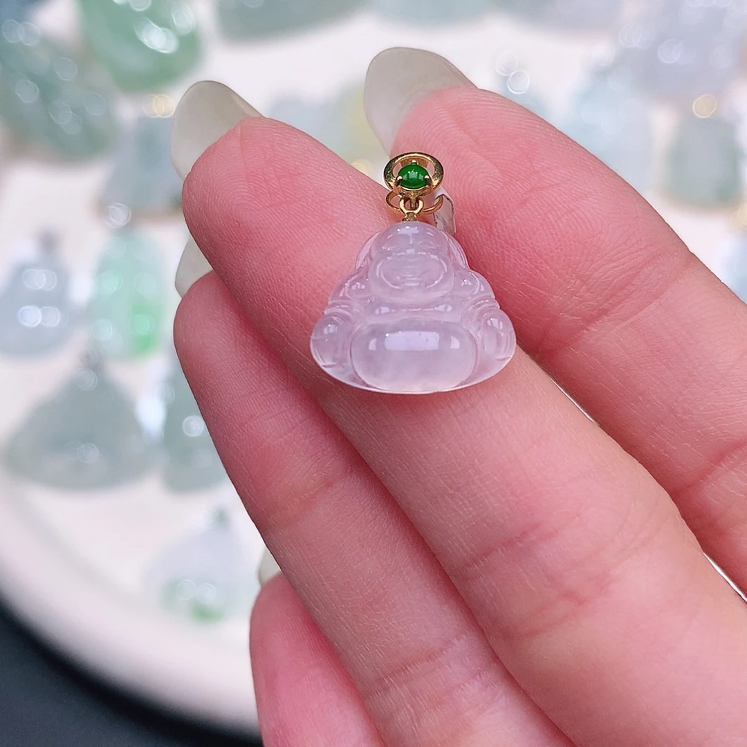 颈饰18K金镶嵌翡翠11.5-13.8-3.8一刀切