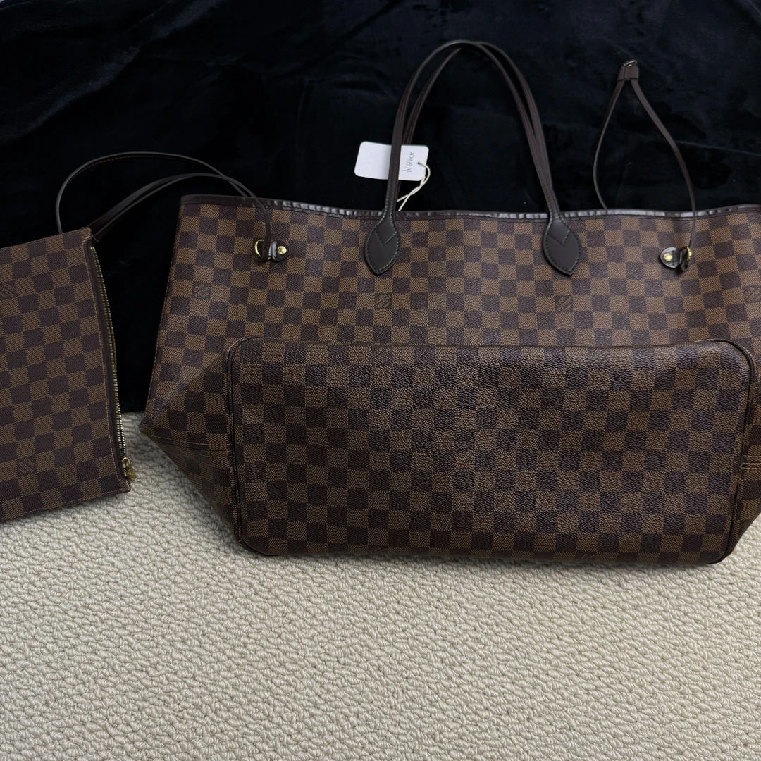 99新 LouisVuitton/路易威登 【文子姐专属】F1249/棕棋盘购物袋/FB