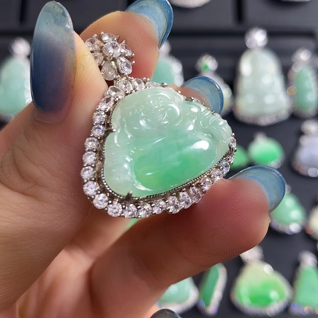 翡翠银S925镶嵌颈饰天然翡翠