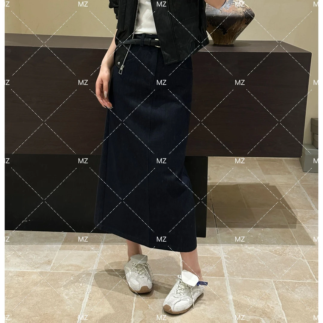 高腰直筒半身裙后开叉休闲百搭A712