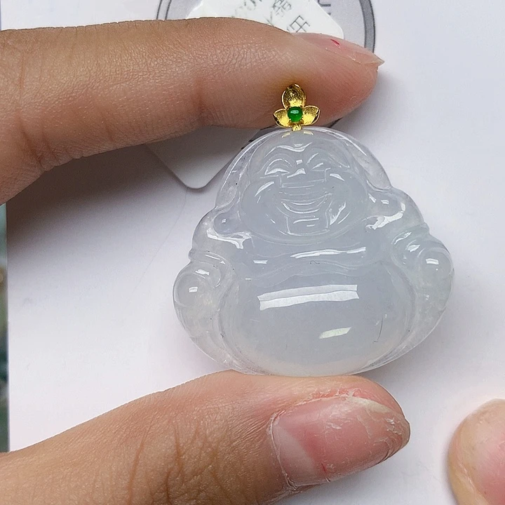 颈饰18K金镶嵌翡翠天然翡翠