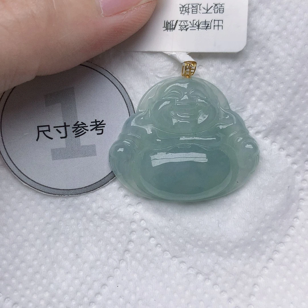 翡翠18K金镶嵌颈饰天然翡翠A货翡翠