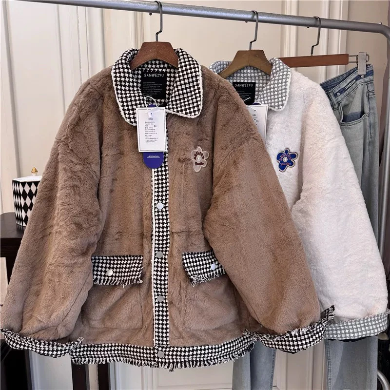 潮牌好货小香风格子机车棉衣已发货退款拒收的请负责邮费)