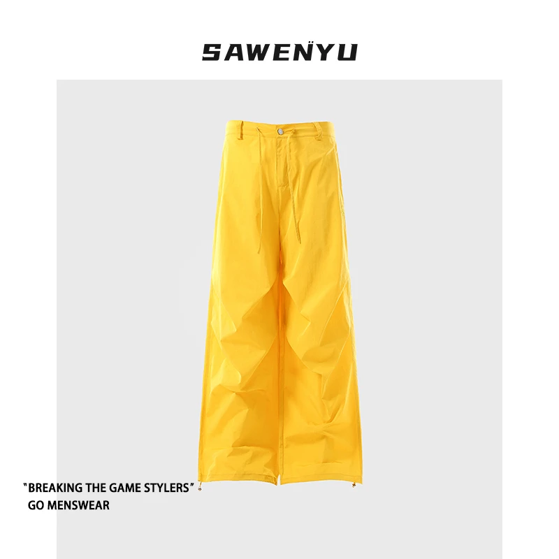 SAWENYU 速干运动裤男夏季工装阔腿休闲登山伞兵多巴胺爵士舞裤子