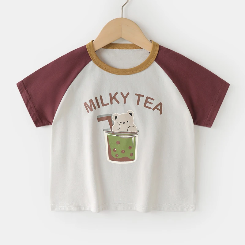 【清仓】右欧男童半袖小童儿童短袖卡通圆领夏季薄款插肩袖U14547