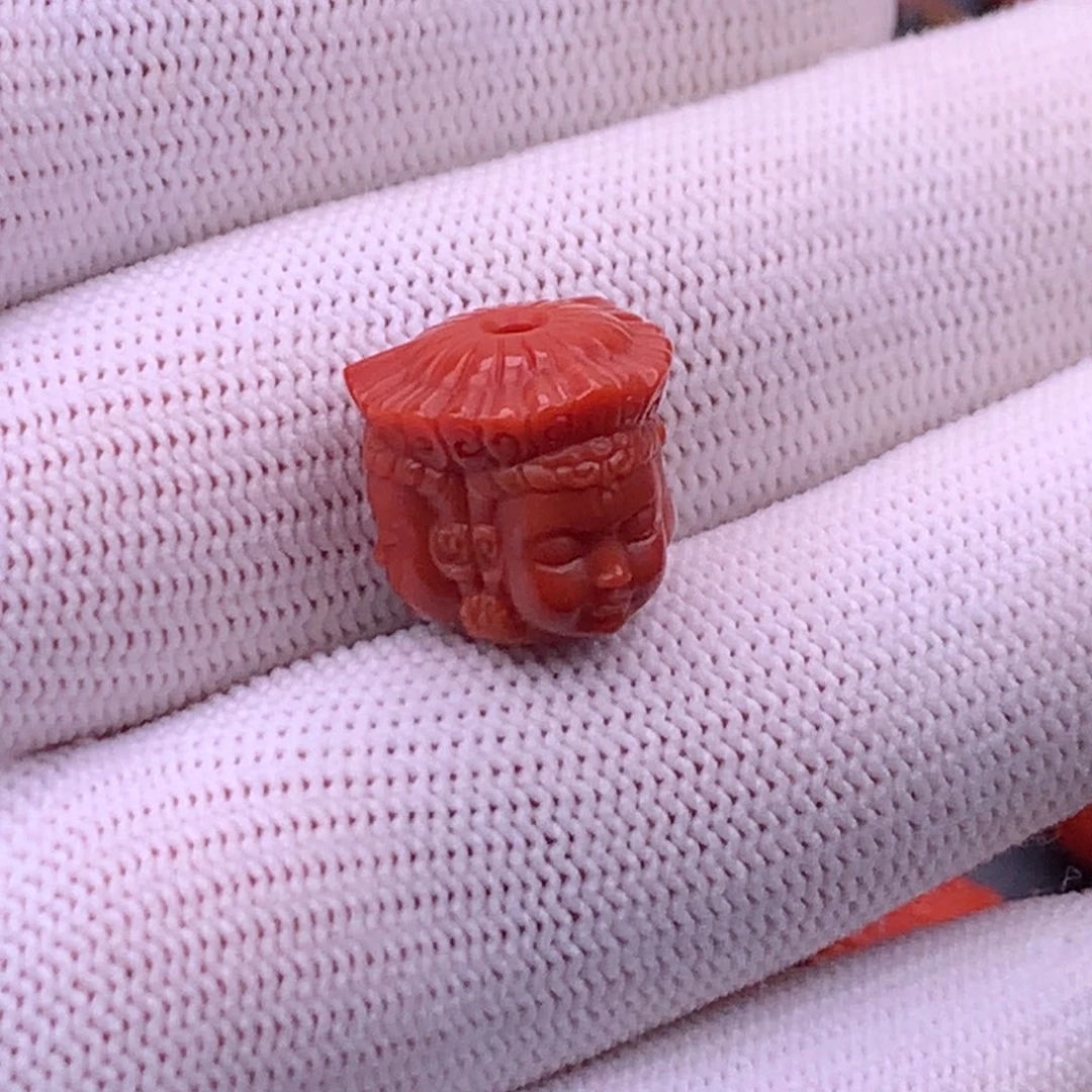 南红玛瑙未镶嵌南红精工雕刻三面佛背云13mm+
