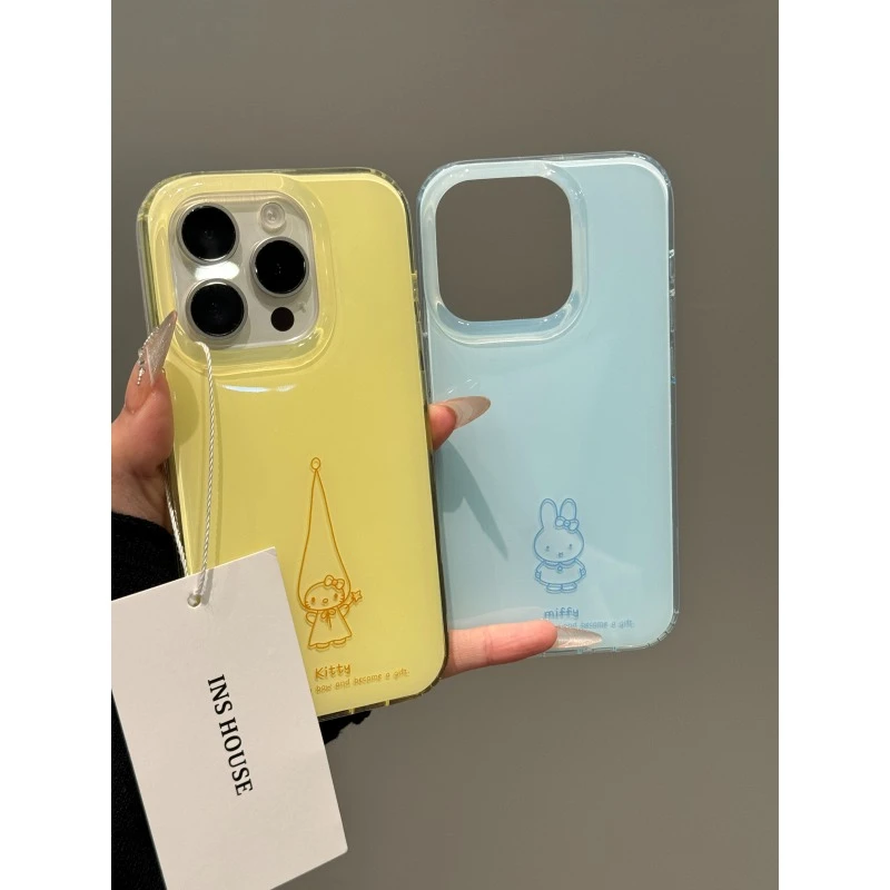 可爱线条高帽猫咪米菲兔适用iphone16promax手机壳苹果15pm新款14