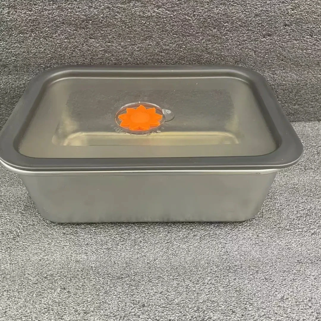 2000ML不锈钢保鲜盒大容量带盖密封冰箱收纳盒户外备