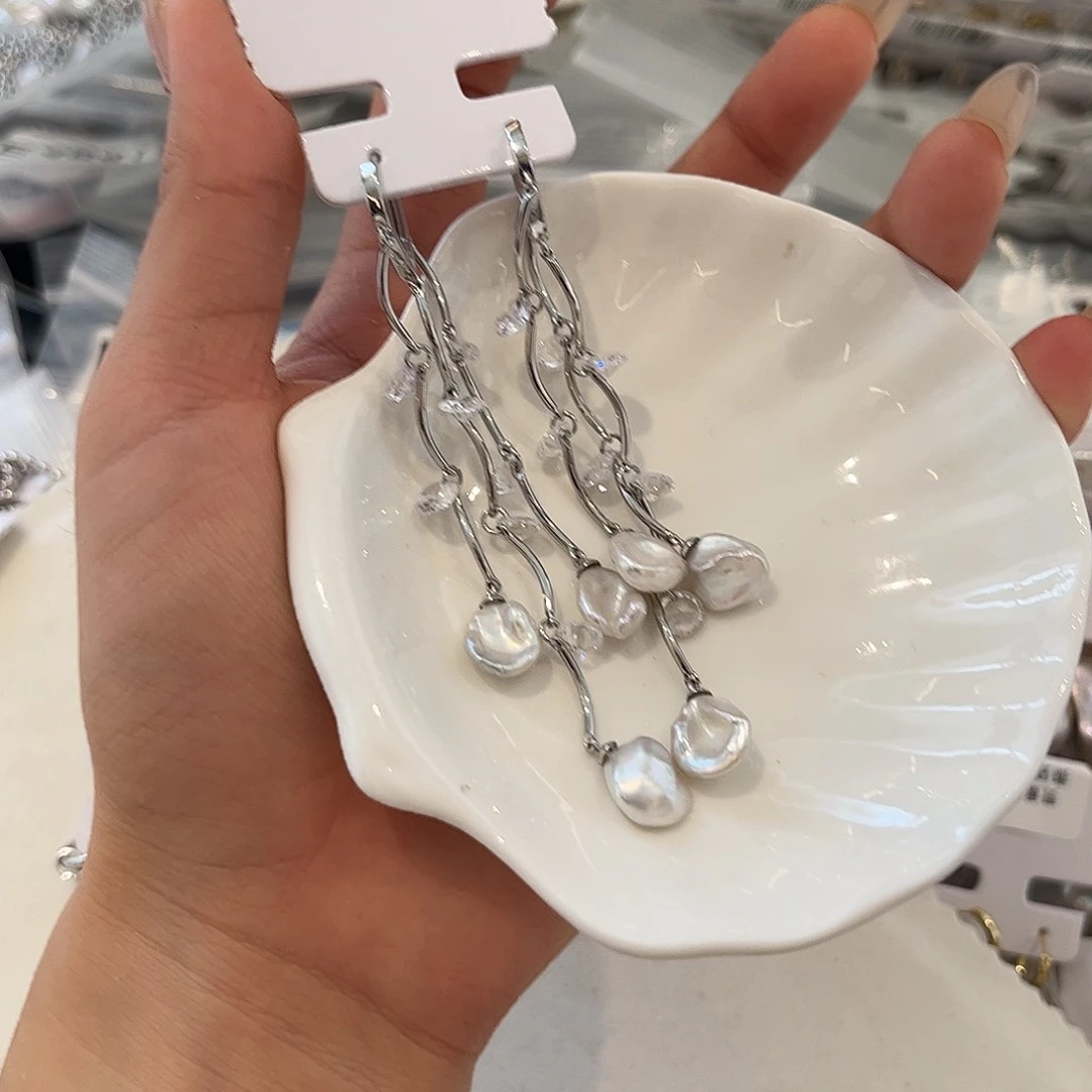 合金淡水珍珠耳饰