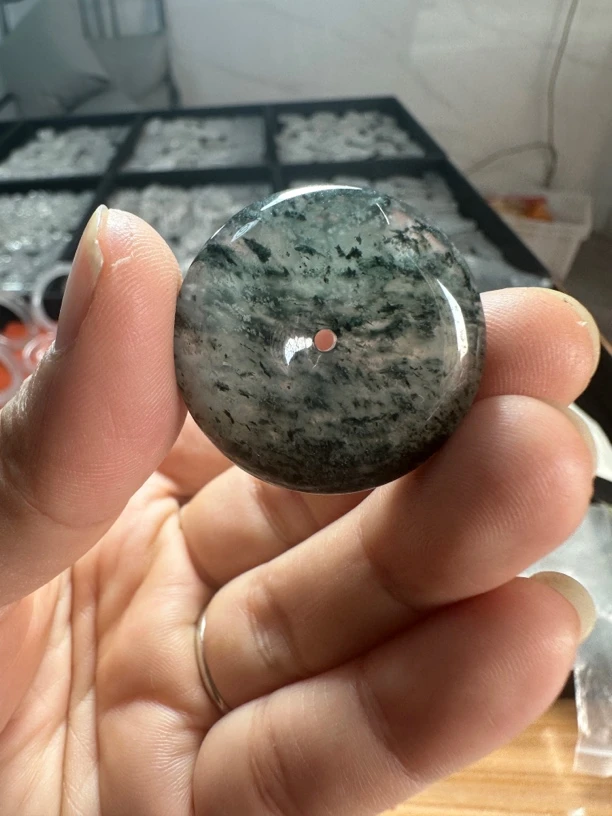 俄罗斯玻璃种 天然玉石 意境水草特色平安扣吊坠挂件