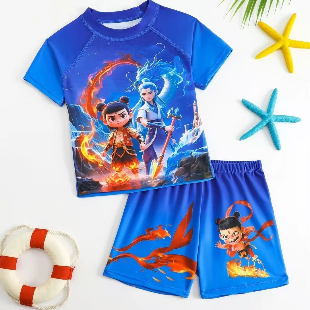 男童新款分体泳衣儿童哪吒敖丙魔童闹海爆款帅气防晒速干游泳套装