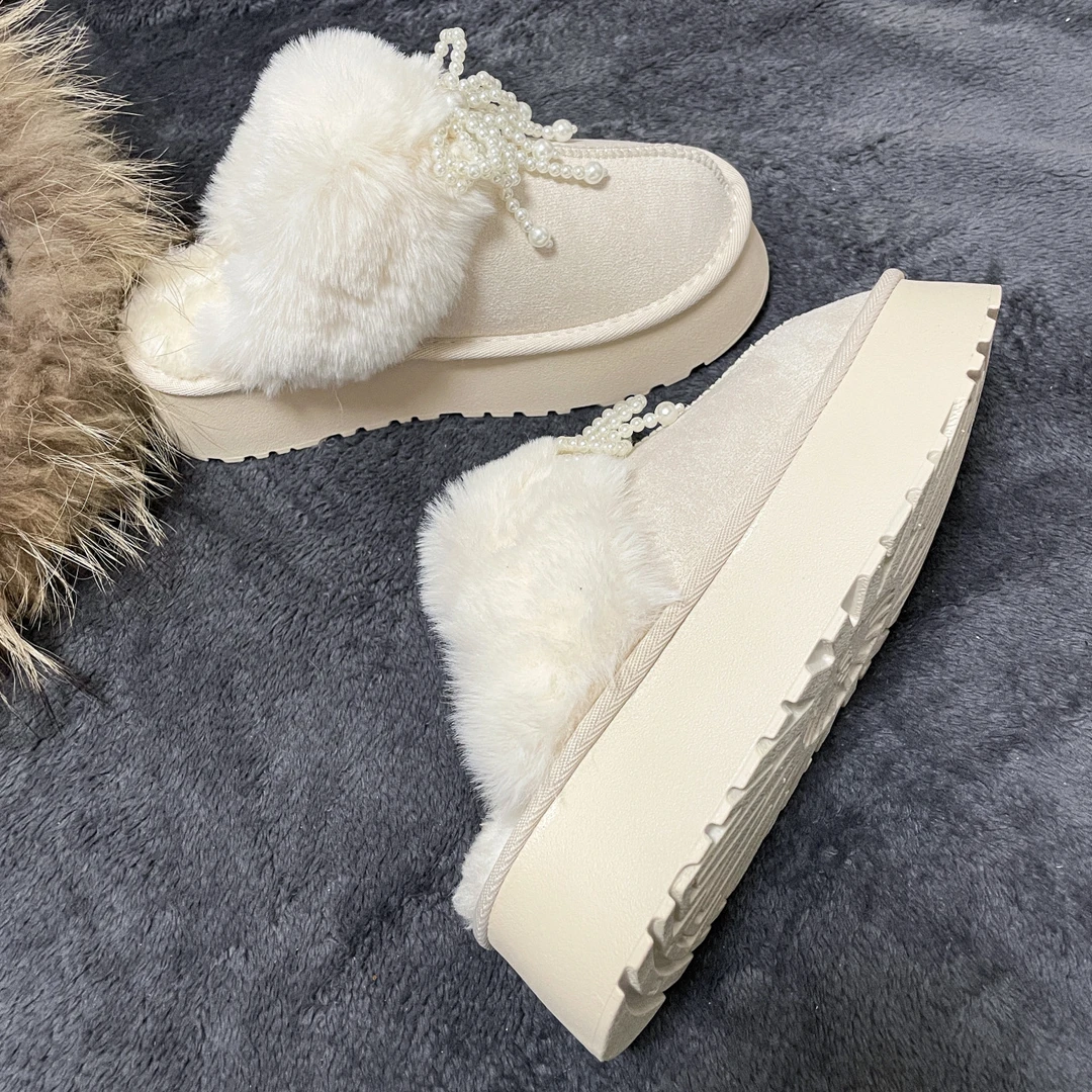 毛毛厚底拖鞋女冬新款毛一体外穿增高女鞋子女款秋冬拖鞋