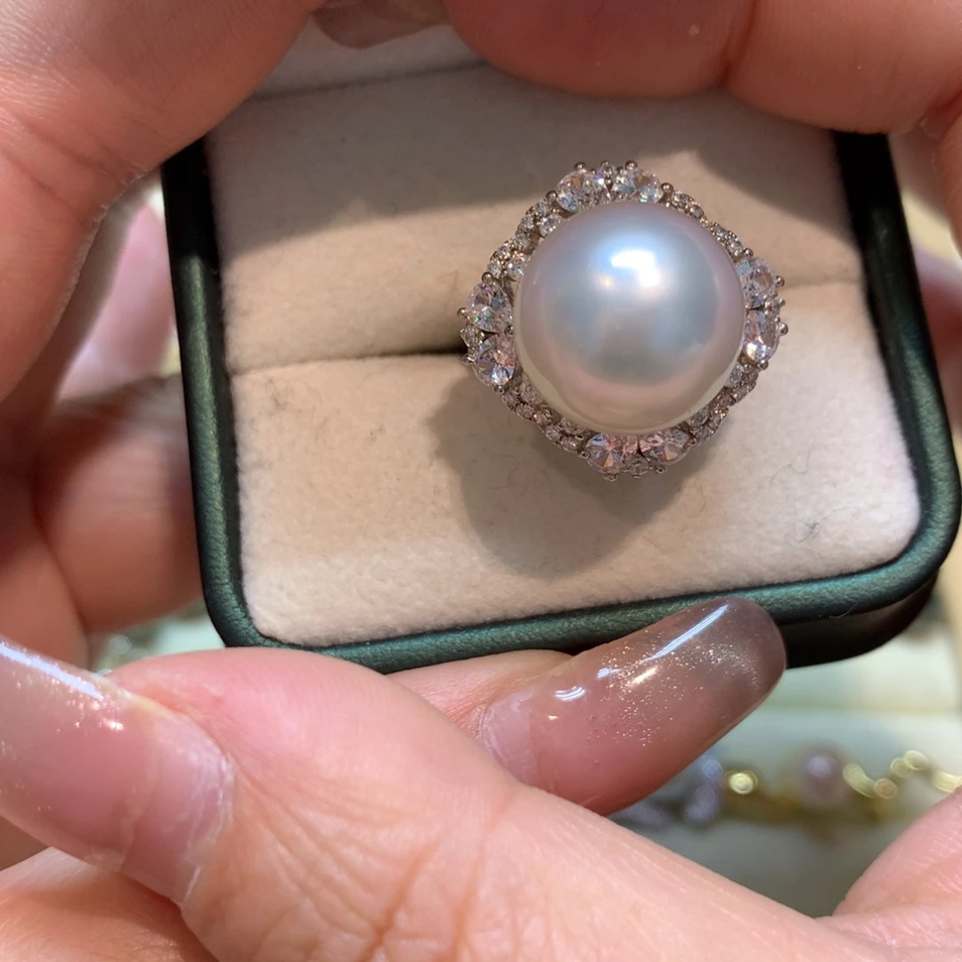 海水珍珠戒指银S925镶嵌