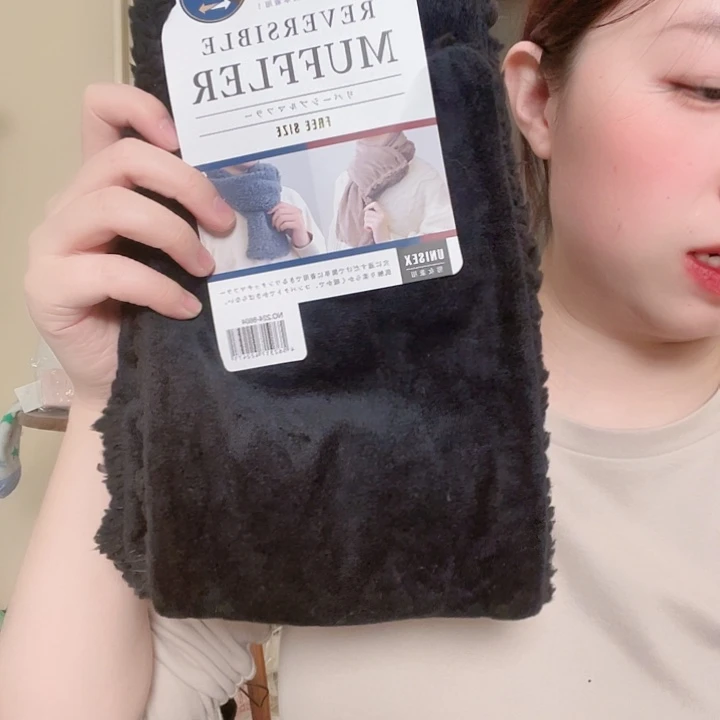 三醋酯纤维日单黑色两面穿围脖孤品311