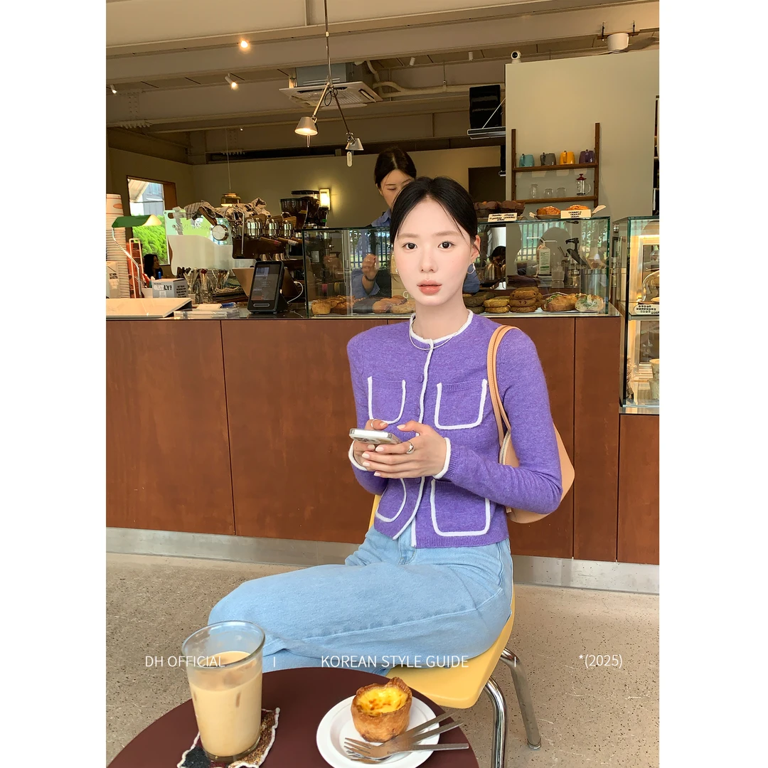 DH OFFICIAL 大花【花纱甜酒 wooly】秋冬韩系显白小众毛衣女装开衫