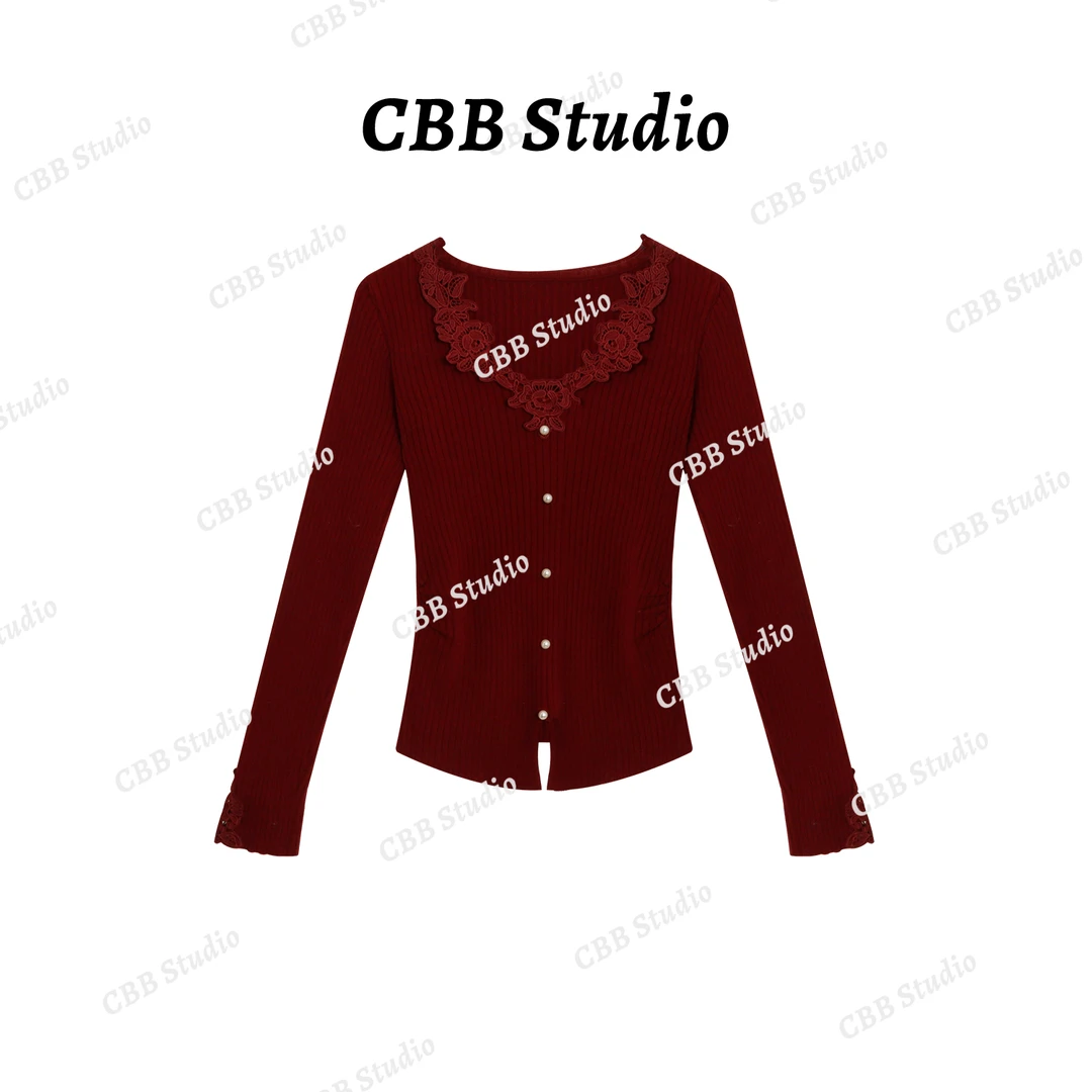 BeiBei【红梅果酱】毛衫单排扣女羊毛长袖毛针织衫