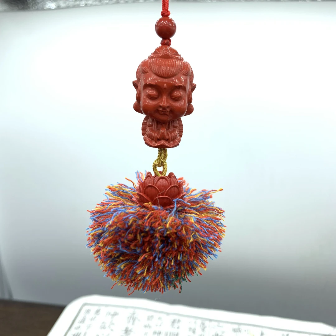 含辰砂工艺品精品红砂立体宝宝佛手工毛球款八大守护包挂手机挂
