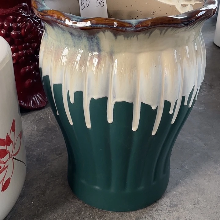 蓝流油特大陶瓷花盆