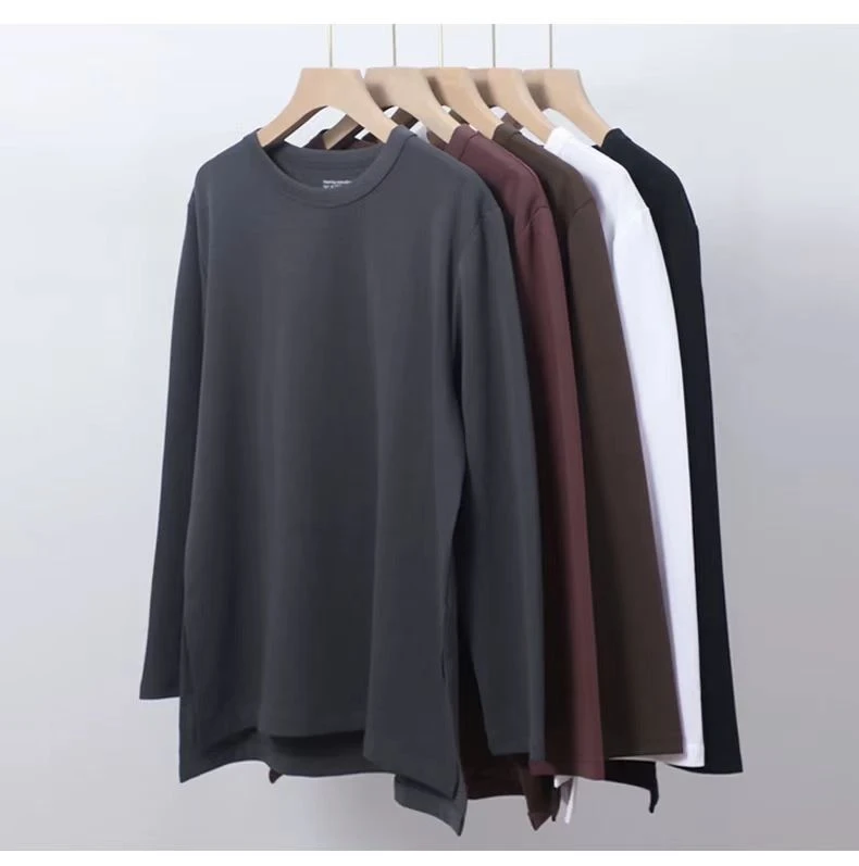 2024秋冬韩版厚款抓绒百搭长袖T恤休闲简约上衣纯色大码