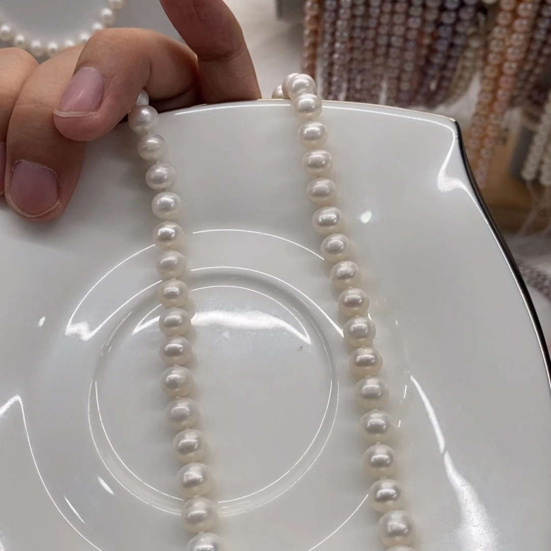 淡水珍珠合金颈饰7.3-8.5项链白色微瑕