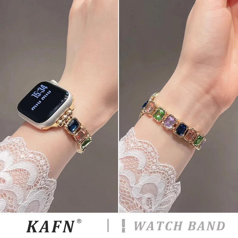 适用苹果s10新款手表带iwatch9彩色方块表带applewatch8/7/6/5/4