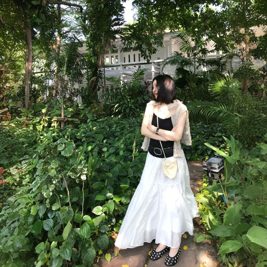 sukiired温柔天丝仙感微皱特殊剪裁工艺有里布长款飘逸半裙伞裙