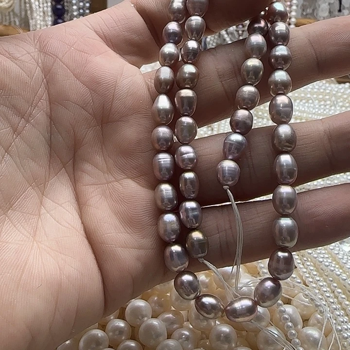 淡水珍珠未镶嵌半成品紫色卡6枣珠