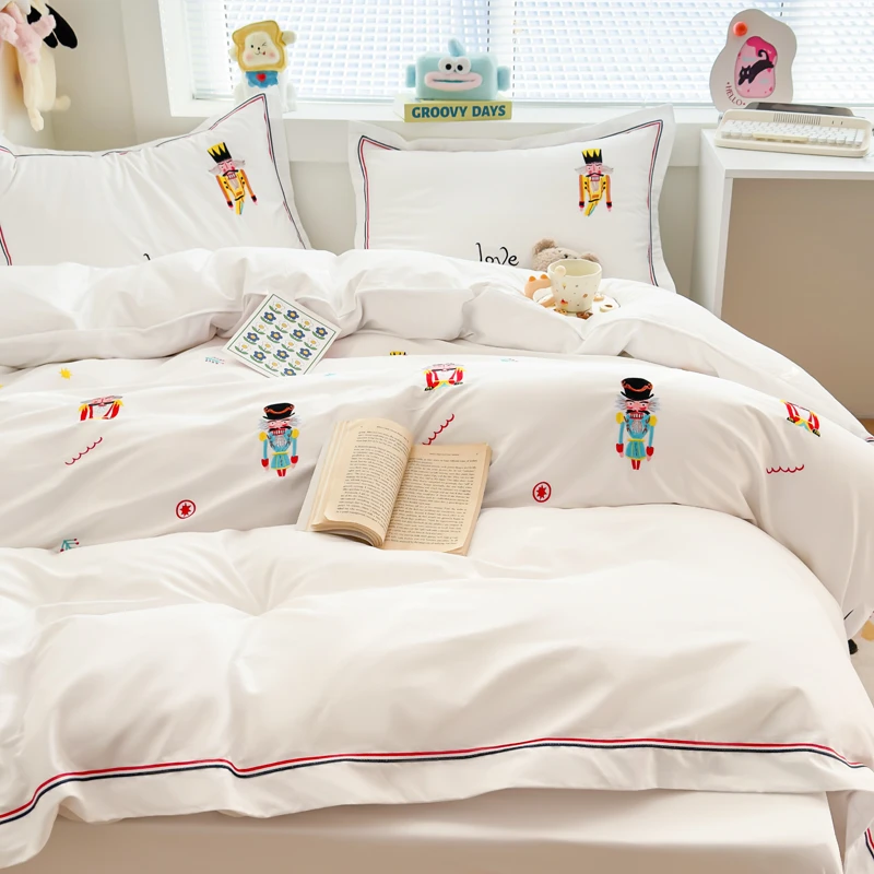 花西夫人100支全棉绣花四件套德国保卫大兵胡桃夹子奢华质感礼盒