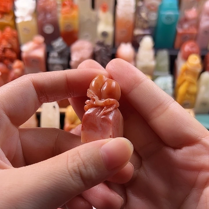 老挝石印石手工定制1.5厘米，桃子，包刻