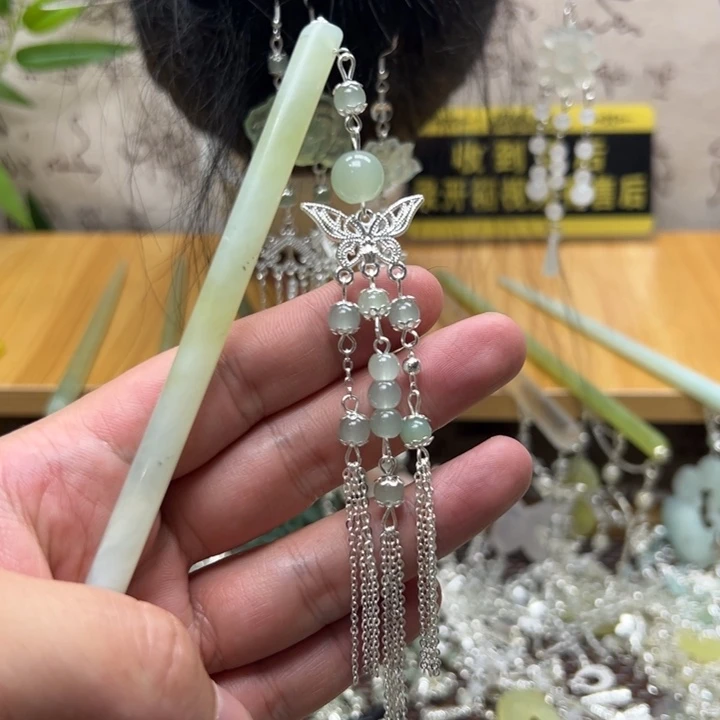 蛇纹石玉合金发饰