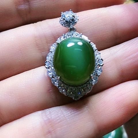 和田玉挂件银S925镶嵌