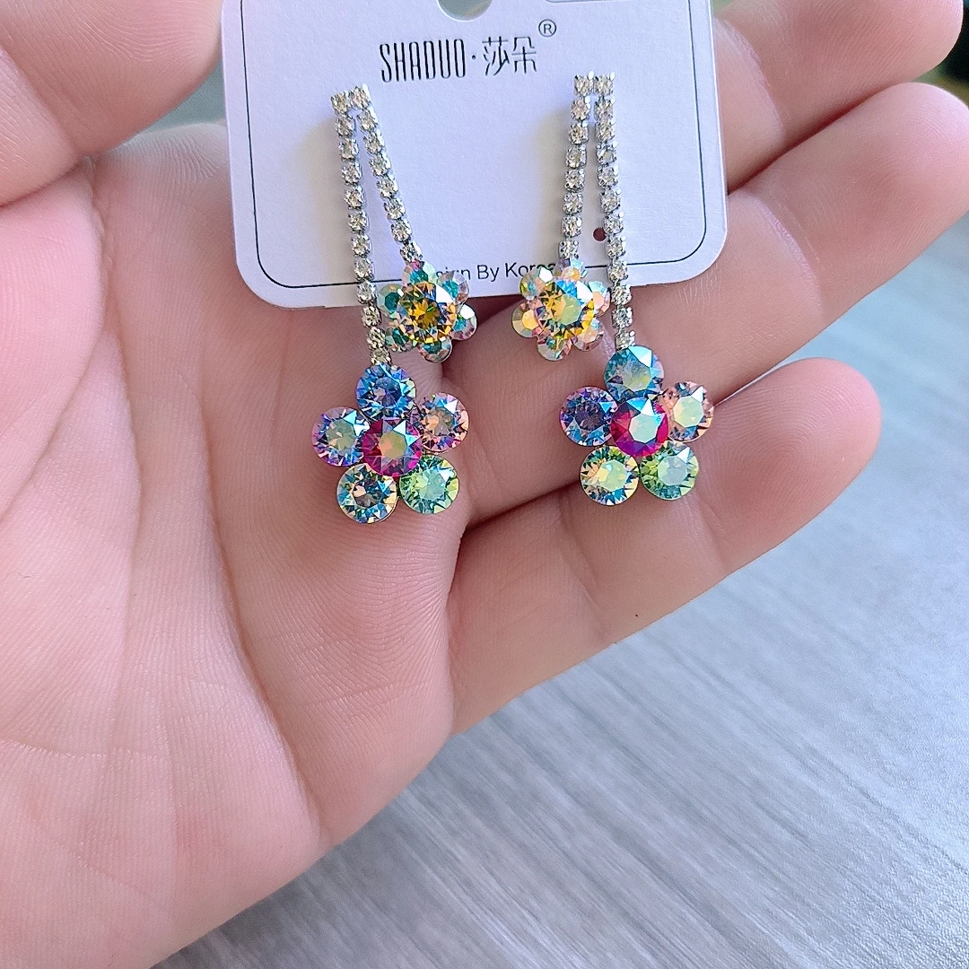 铜合金仿水晶耳饰 莎朵饰品施华花朵新款耳环百搭耳钉耳饰耳坠